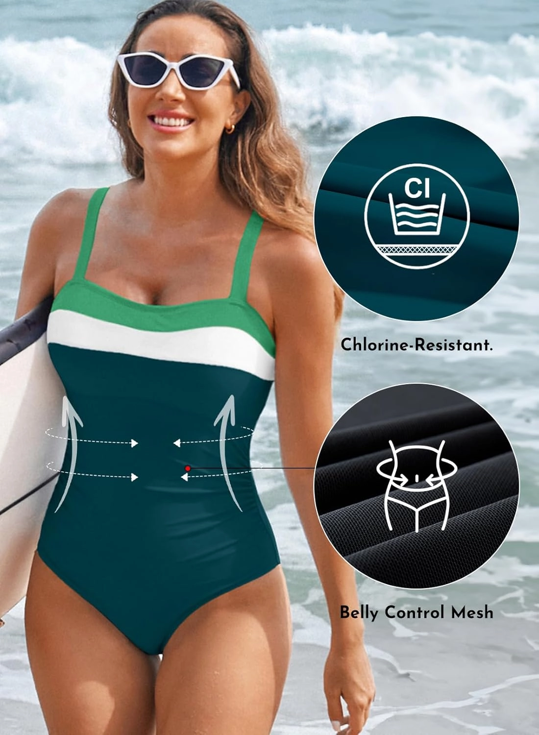 Aleumdr One Piece Swimsuit Women Athletic Bathing Suits Color Block Womens Swimsuits Swimwear