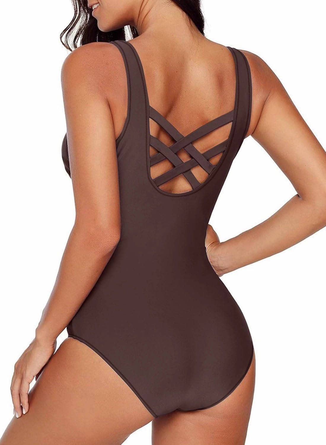 Aleumdr Womens Color Block Print One Piece Swimsuits Athletic Training Swimwear Bathing Suits