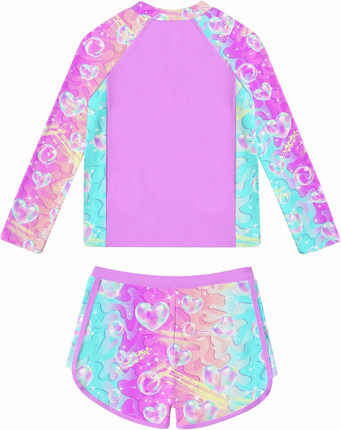 ALISISTER Girls Rash Guard Swimsuit 2 Pieces Long Sleeve Bathing Suits Swimwear for 5-9 Years UPF 50 