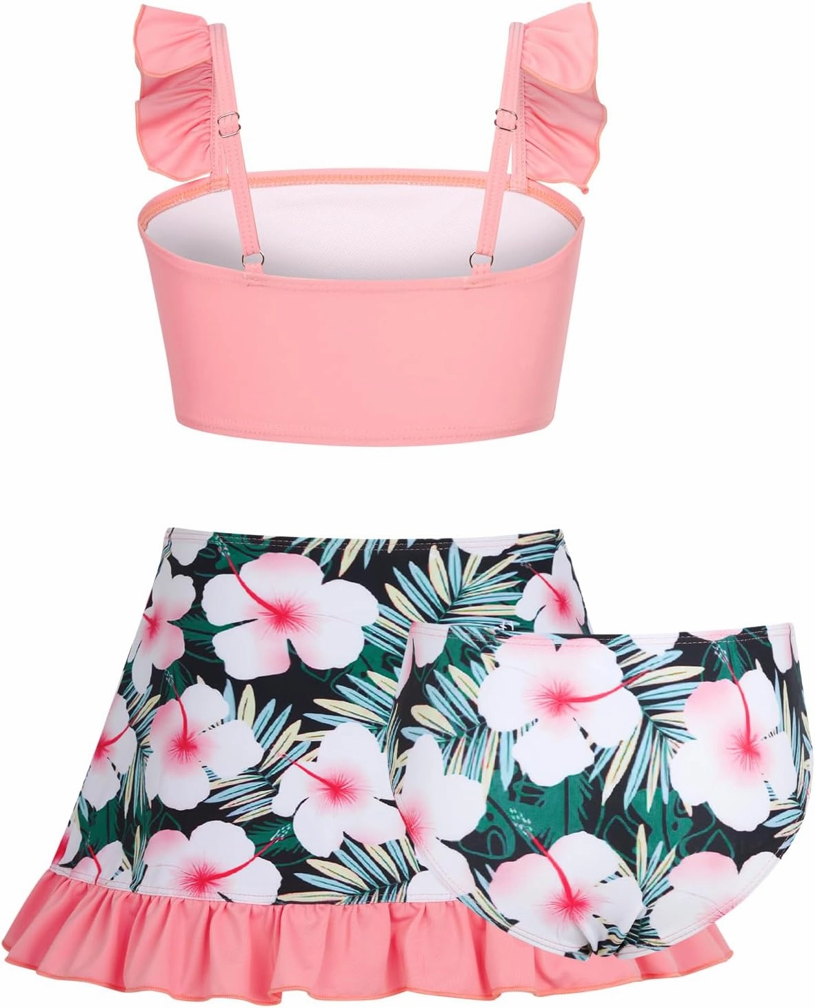 ALISISTER Girls Swimsuit 3 Piece Bathing Suits for 5-12 Years Hawaiian Bikini Set with Cover Ups Skirt