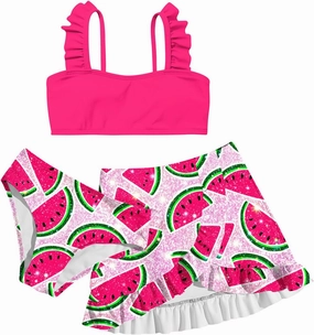 ALISISTER Girls Swimsuit 3 Piece Bathing Suits for 5-12 Years Hawaiian Bikini Set with Cover Ups Skirt
