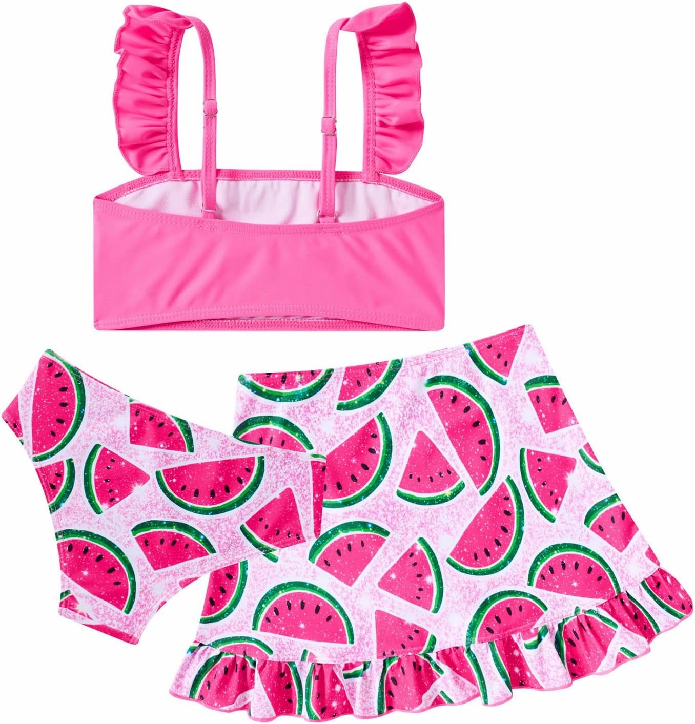 ALISISTER Girls Swimsuit 3 Piece Bathing Suits for 5-12 Years Hawaiian Bikini Set with Cover Ups Skirt
