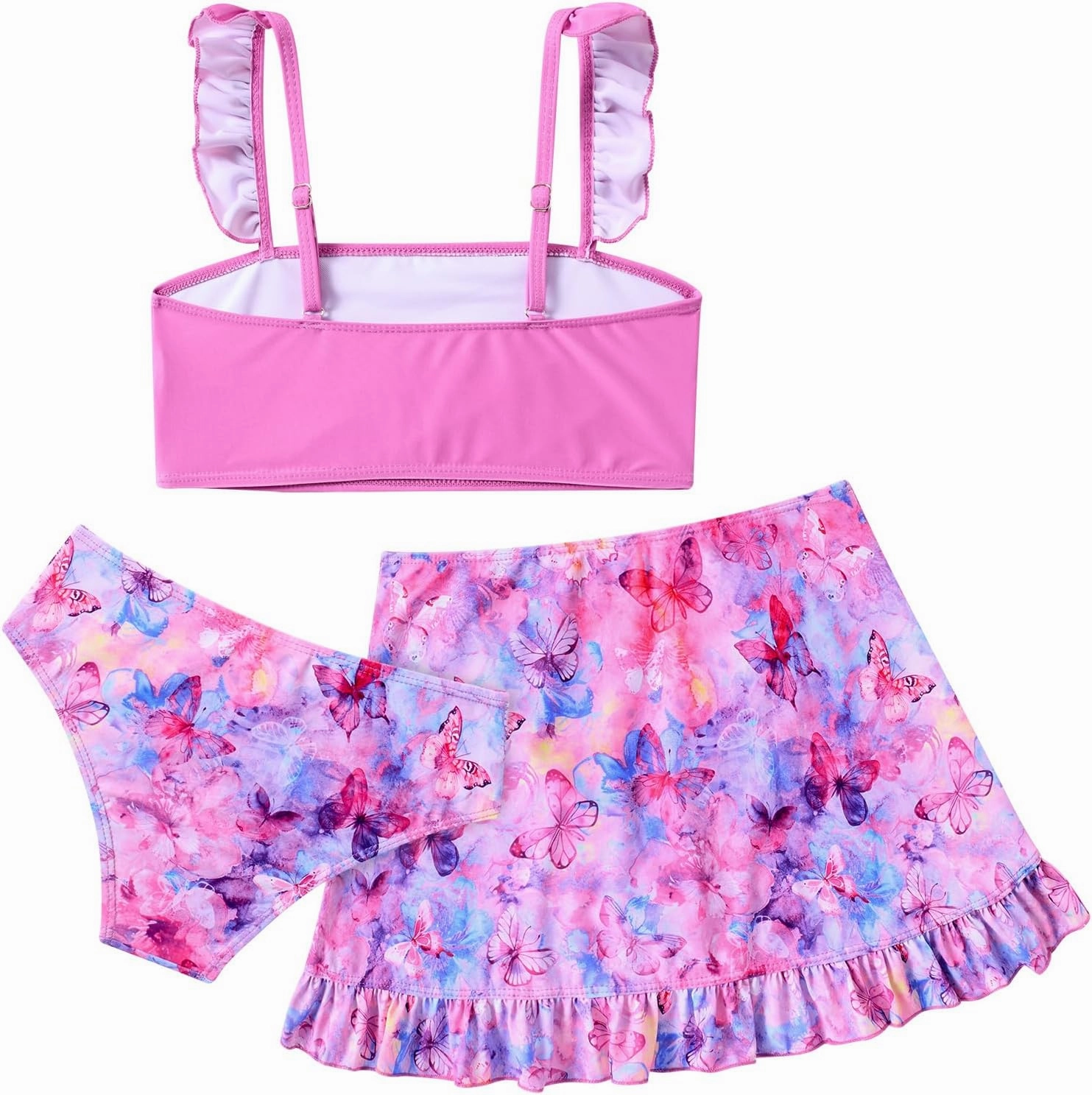 ALISISTER Girls Swimsuit 3 Piece Bathing Suits for 5-12 Years Hawaiian Bikini Set with Cover Ups Skirt