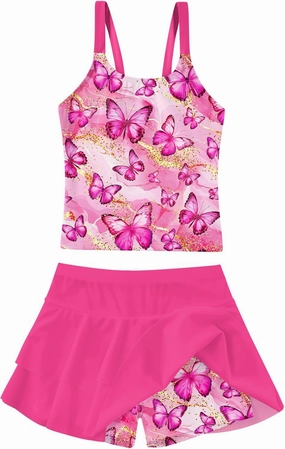 ALISISTER Girls Tankini Swimsuit Two Piece Bathing Suits Summer Beach Swimwear with Shorts for 7-12 Years