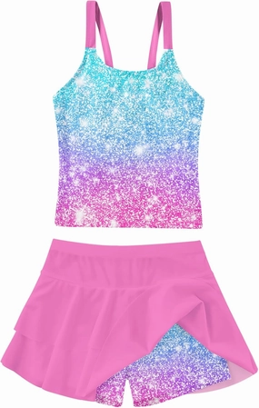 ALISISTER Girls Tankini Swimsuit Two Piece Bathing Suits Summer Beach Swimwear with Shorts for 7-12 Years