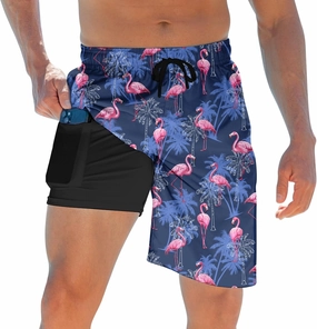 ALISISTER Mens Swim Trunks with Compression Liner Bathing Suit Summer Swimming Shorts