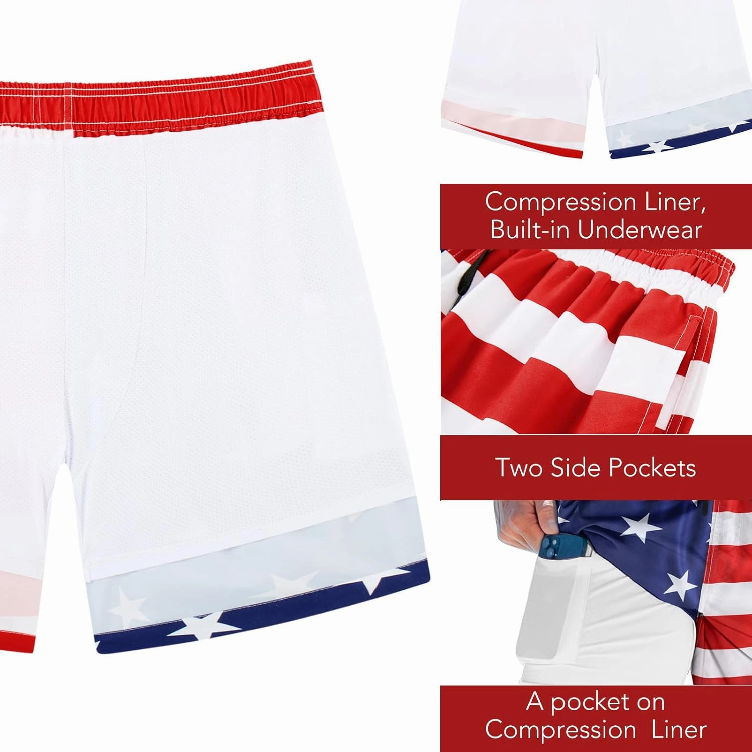 ALISISTER Mens Swim Trunks with Compression Liner Bathing Suit Summer Swimming Shorts