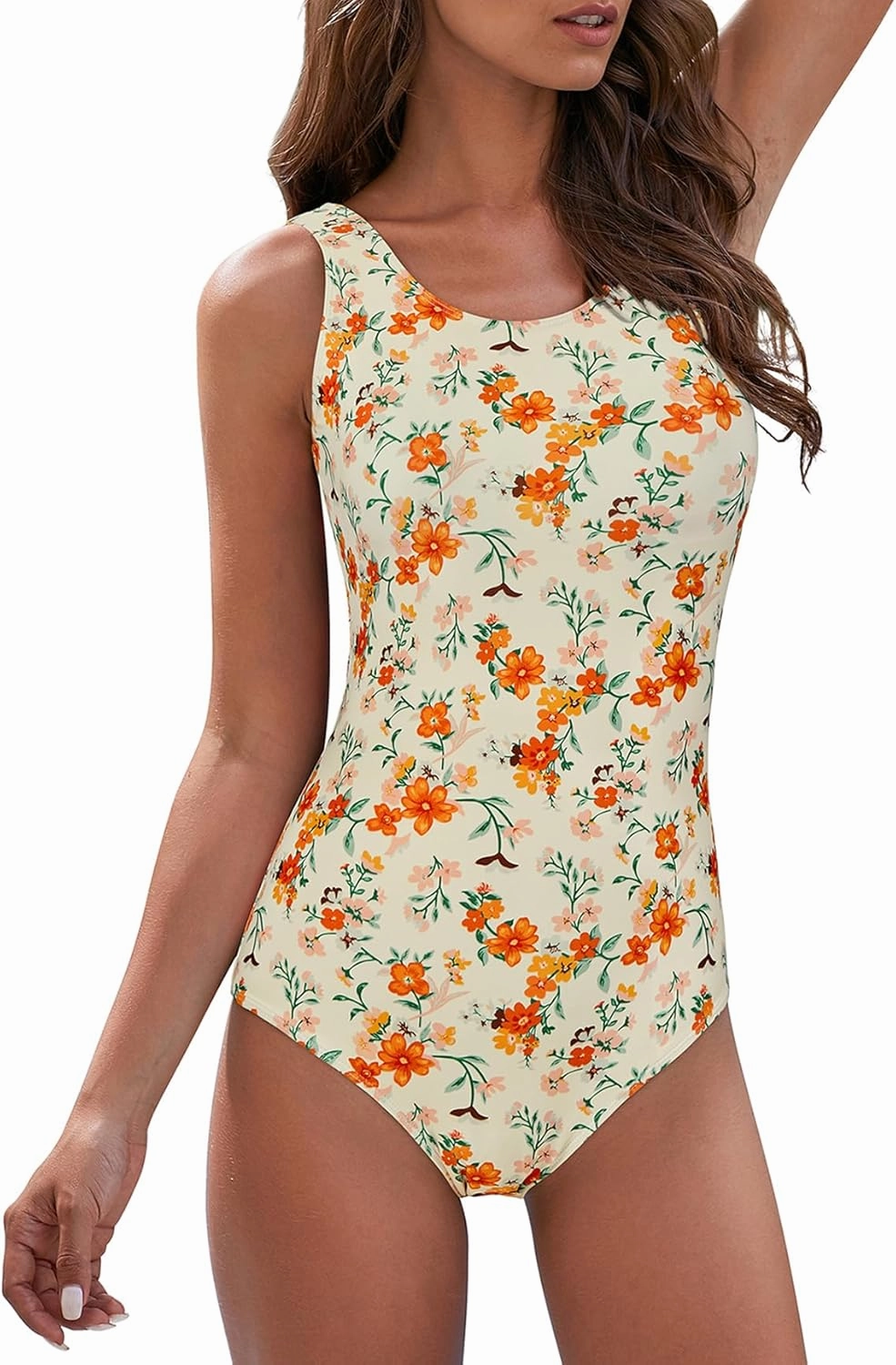 American Trends Modest Criss Cross Back One Piece Swimsuit Women Full Coverage Bathing Suit Long Torso Swim Suits