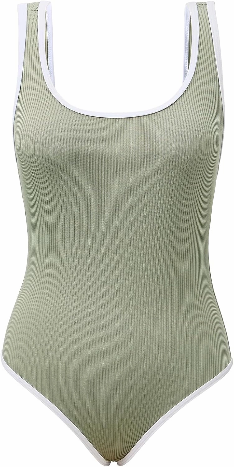 American Trends Women's Pink High Rise Solid One-Piece Swimsuit with Adjustable Strap and Pull On Closure