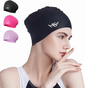Angel season Swim Caps for Women Silicone Curly Medium Long Hair Swimming Cap Ergonomic Design for Adult Keep Hair Dry