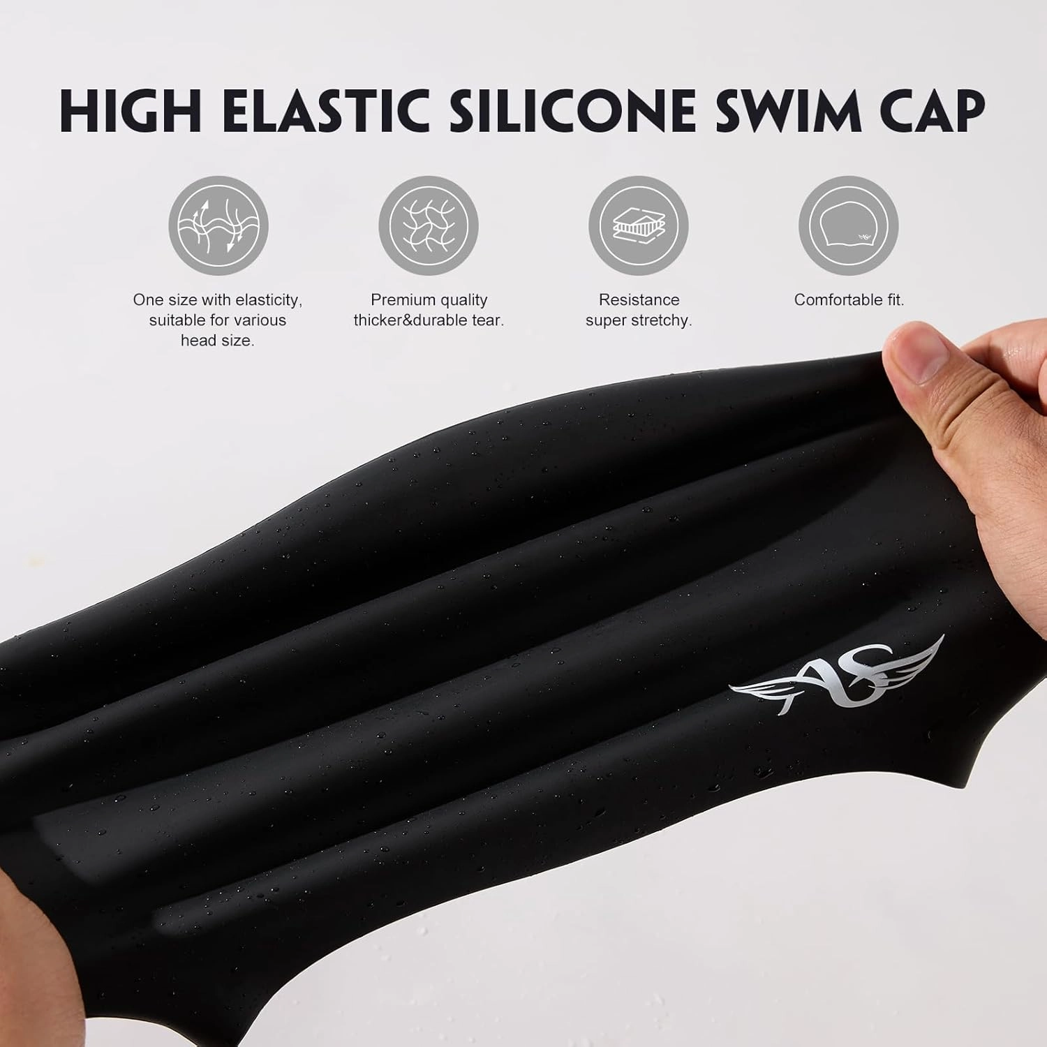 Angel season Swim Caps for Women Silicone Curly Medium Long Hair Swimming Cap Ergonomic Design for Adult Keep Hair Dry