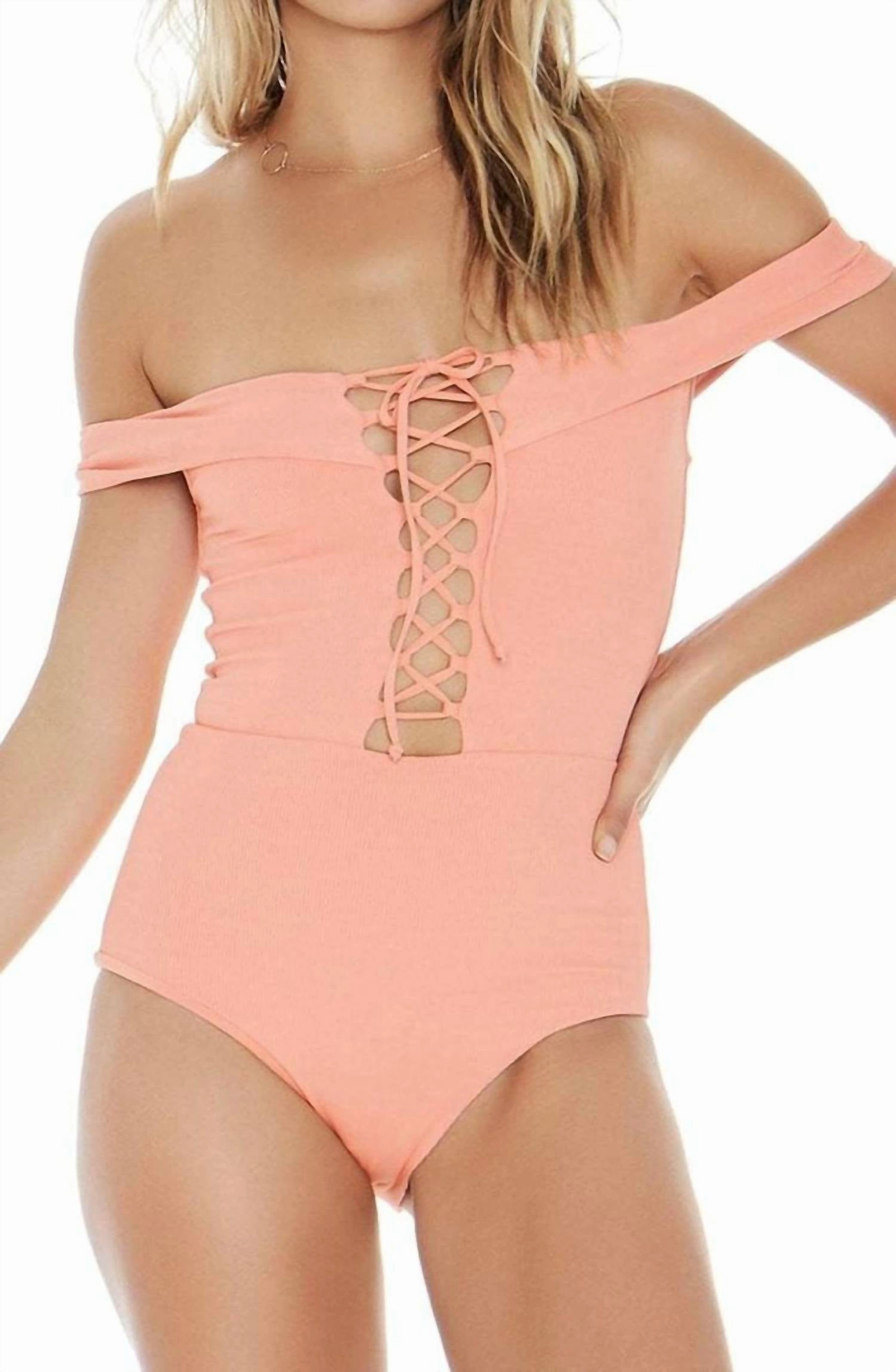 Anja One Piece In Tropical Peach