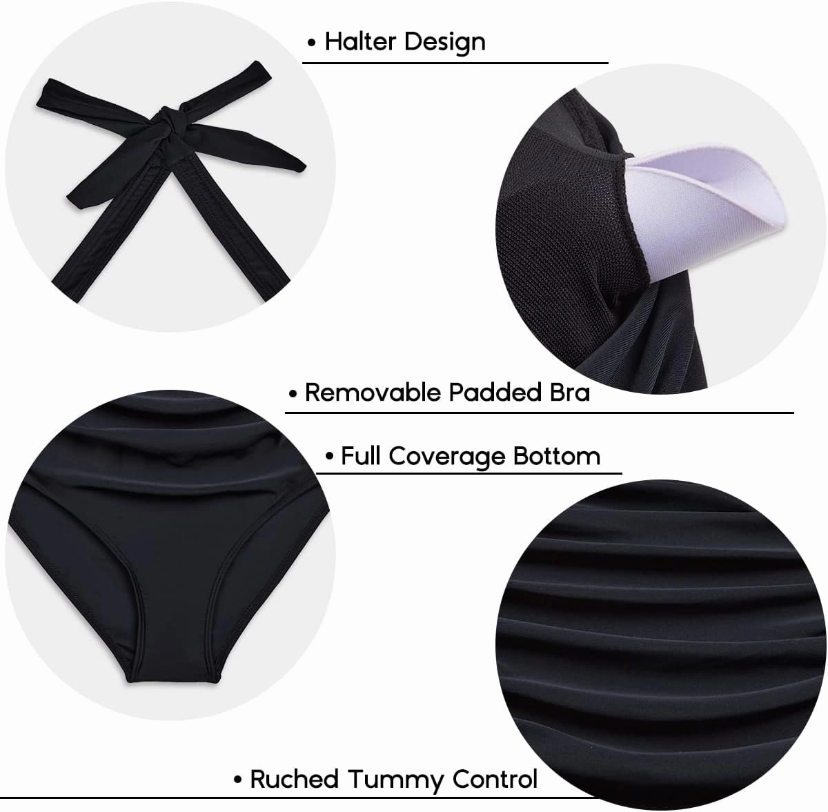Aqua Eve One Piece Bathing Suit for Women Tummy Control Swimsuit Slimming Vintage Swimwear