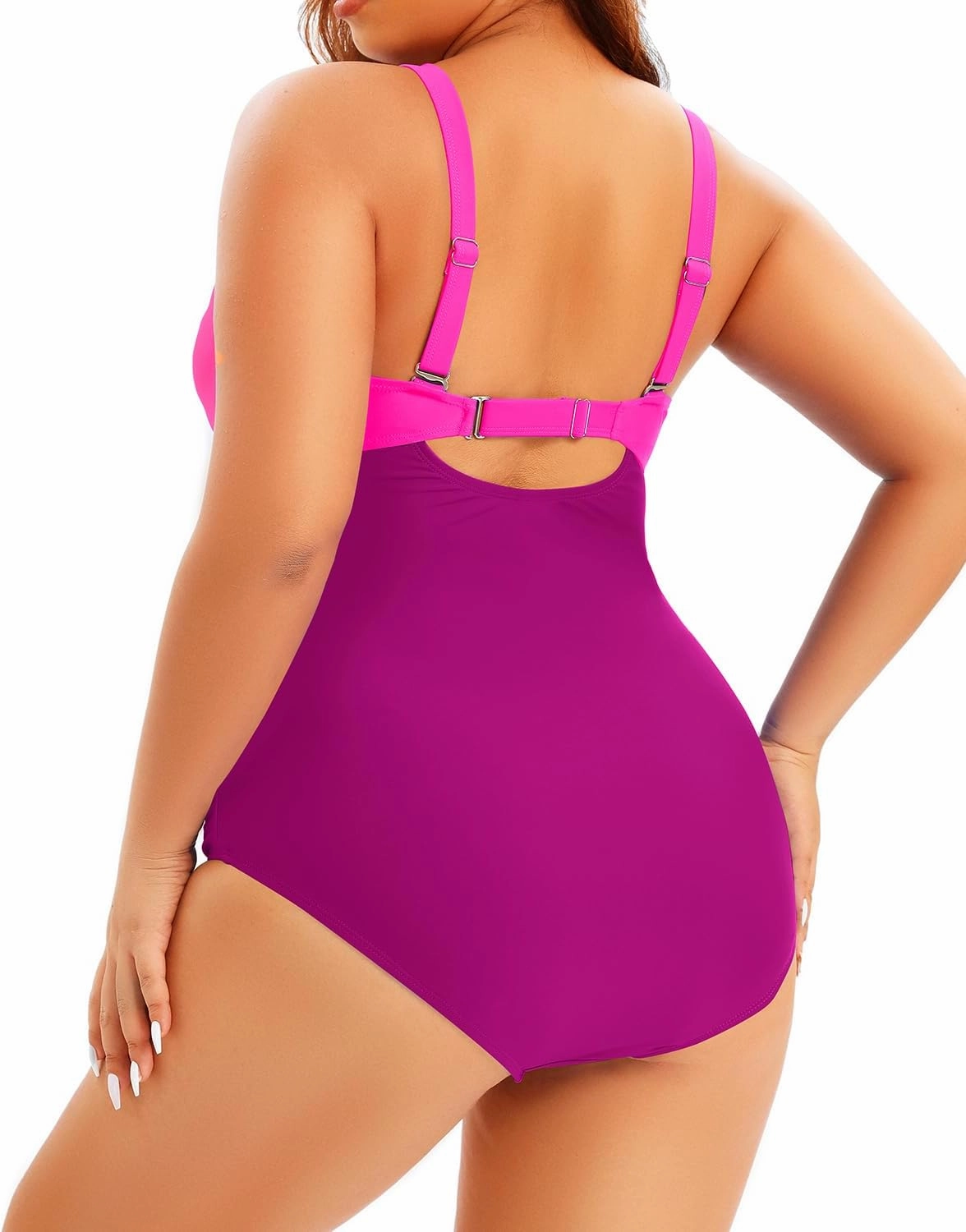 Aqua Eve Plus Size One Piece Swimsuit for Women Tummy Control Bathing Suit Cutout Swimwear