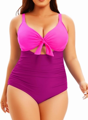 Aqua Eve Plus Size One Piece Swimsuit for Women Tummy Control Bathing Suit Cutout Swimwear