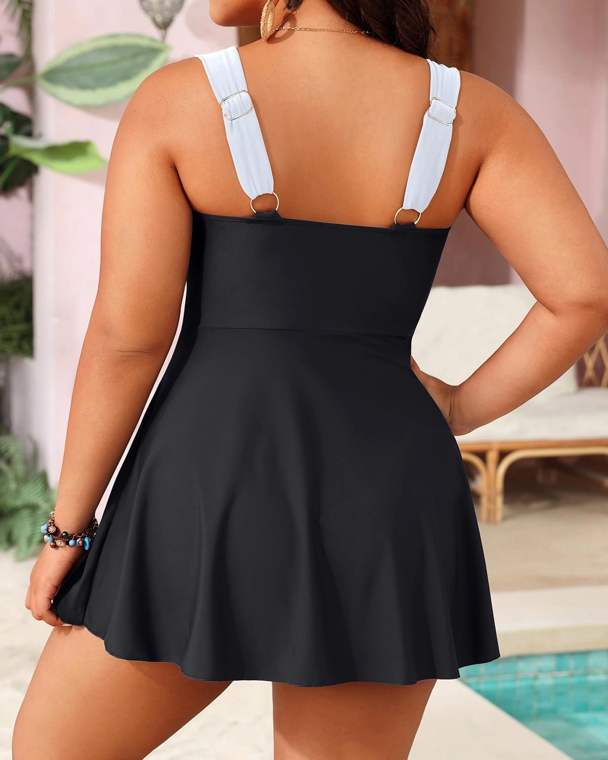 Aqua Eve Plus Size Two Piece Swimsuits for Women Tankini Bathing Suits Flowy Swim Dress with Shorts