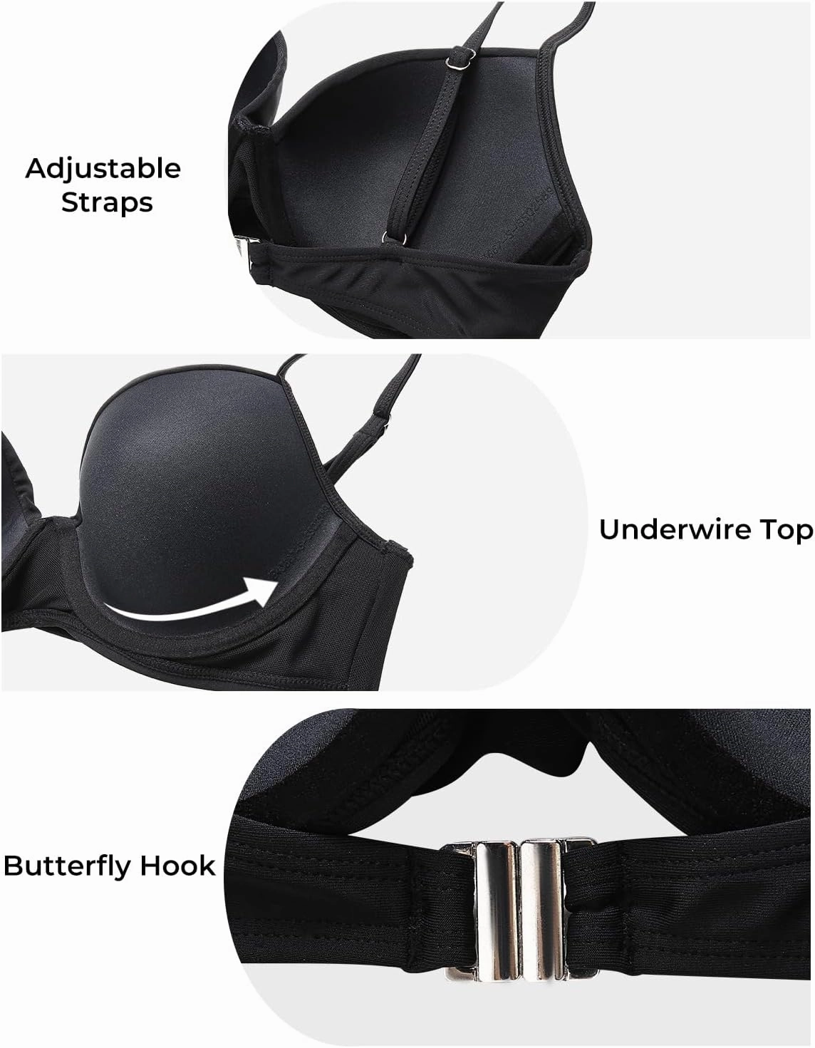 Aqua Eve Women Underwire Bikini Top Only - 2025 Push Up Swim Top Padded Bra Swimsuit