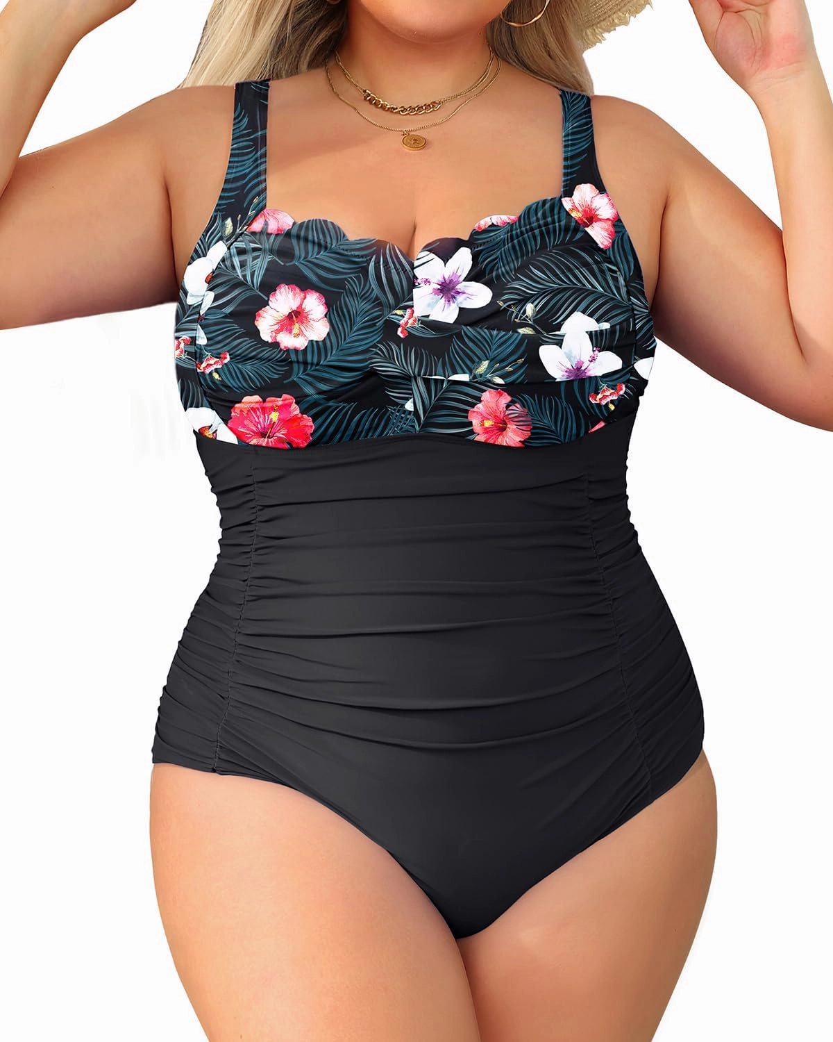 Aqua Eve Womens Plus Size One Piece Swimsuit- Tummy Control Bathing Suit Full Coverage Swimwear