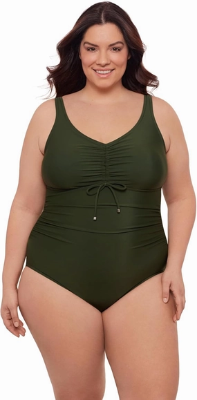 Aqua Green Women's Cinched V-Neck Shirred 1pc