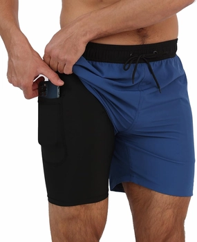 Arcweg Mens Swim Trunks with Compression Liner 2 in 1 Beach Swimming Trunks Quick Dry Swim Shorts with Zipper Pockets