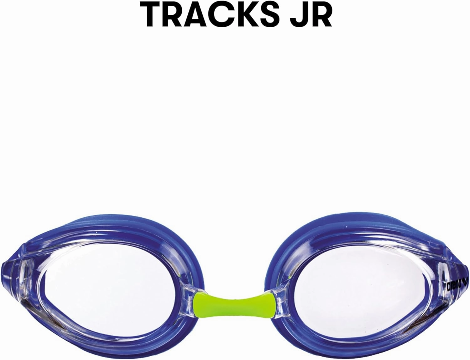 Arena Tracks Unisex Junior Youth Essential Racing Swim Goggles Kids Swimmers Young Racers 6-12 Anti-Fog Coated Non-Mirror Lens, Clear/Blue