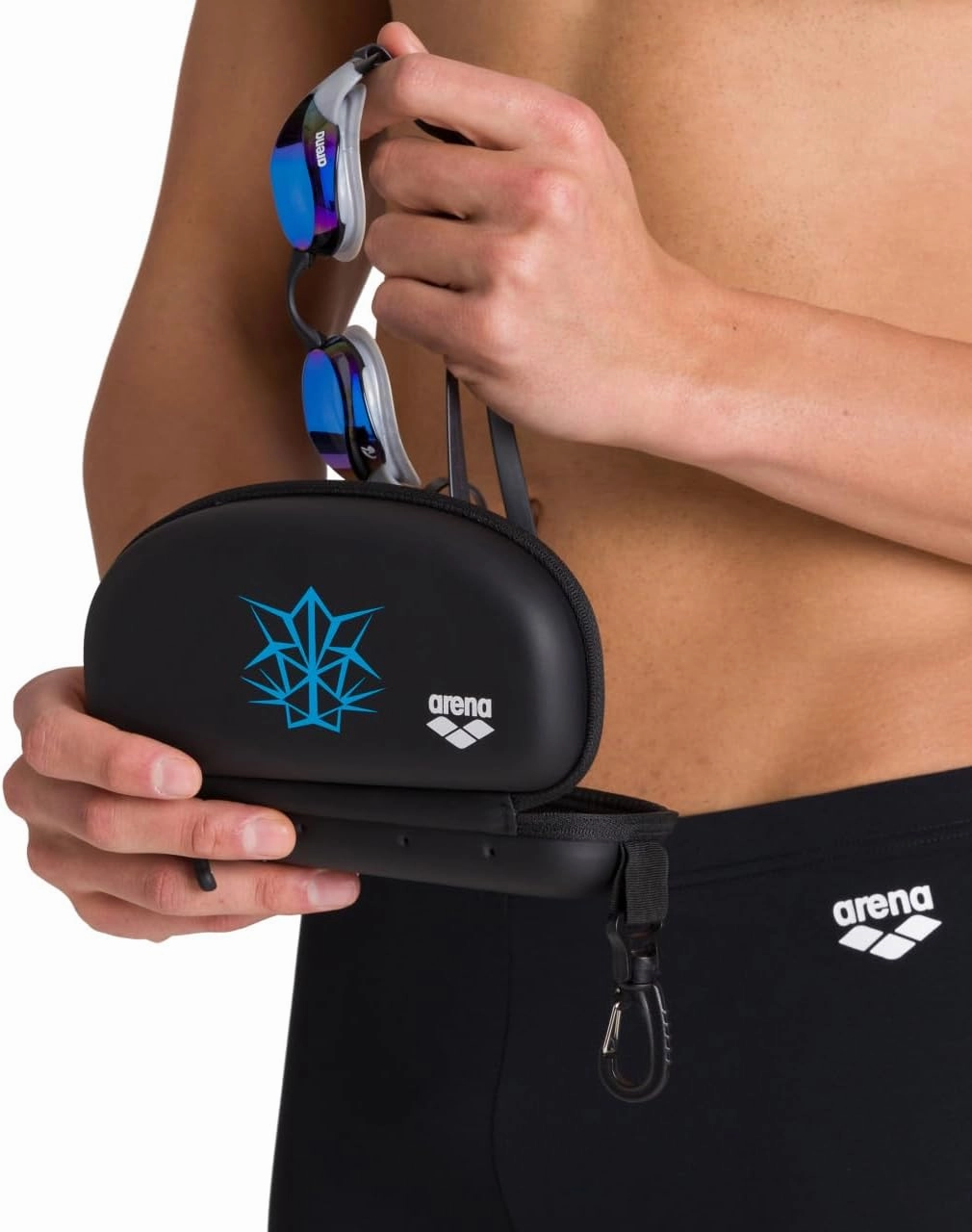 Arena Unisex Swim Goggle Case For Swimming Goggles, Protective Hardcover Carrying Case With Clip, Multiple Colors
