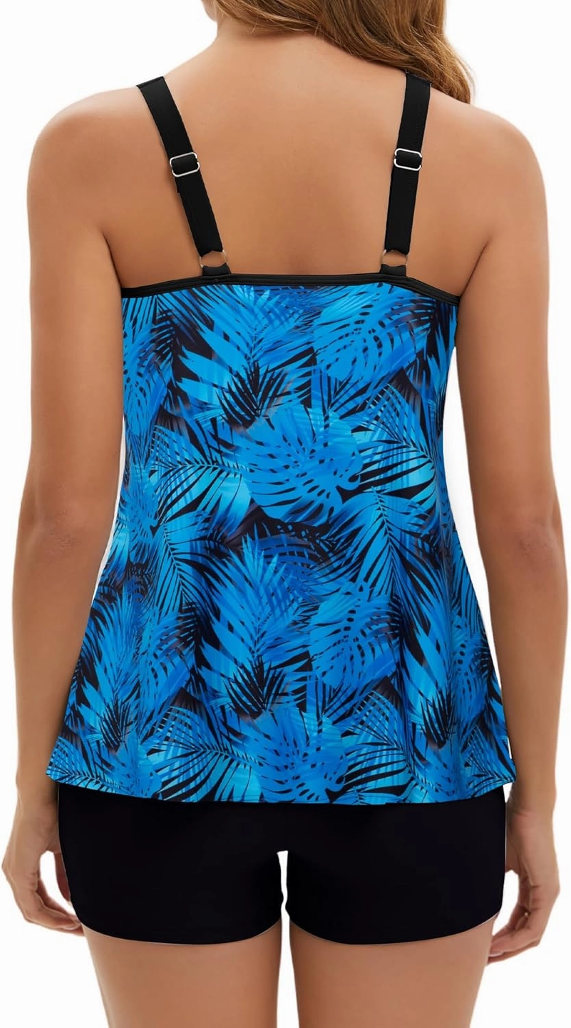 Arolina Tankini Swimsuits for Women Tummy Control Two Piece Bathing Suits Flowy Swim Tops with Boy Shorts
