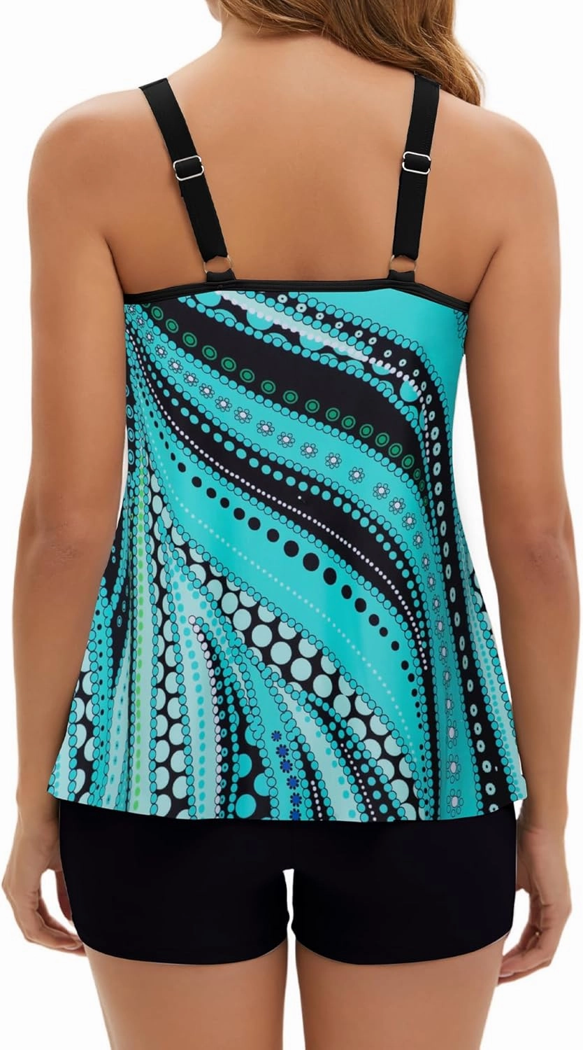 Arolina Tankini Swimsuits for Women Tummy Control Two Piece Bathing Suits Flowy Swim Tops with Boy Shorts