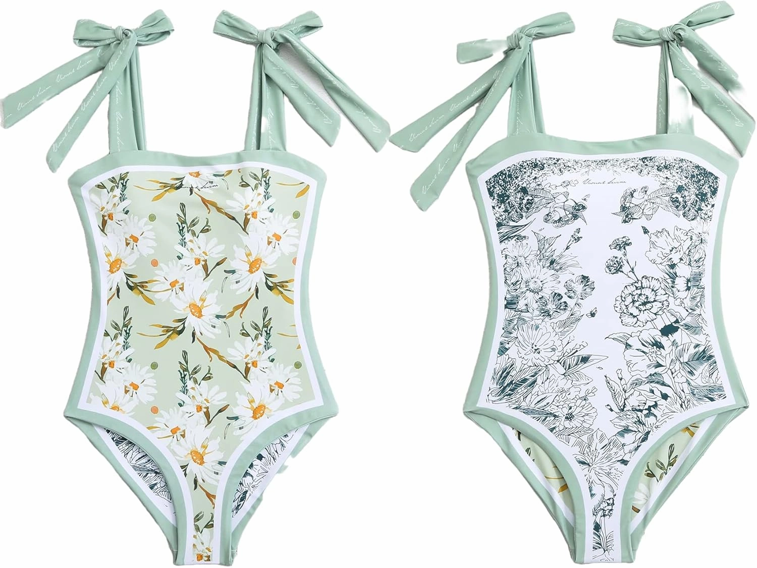 ASHER FASHION Women's One Piece Swimsuit -Bathing Suit for Women Tummy Control Reversible Bustier Floral Print Monokinis