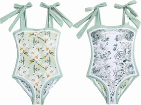 ASHER FASHION Women's One Piece Swimsuit -Bathing Suit for Women Tummy Control Reversible Bustier Floral Print Monokinis