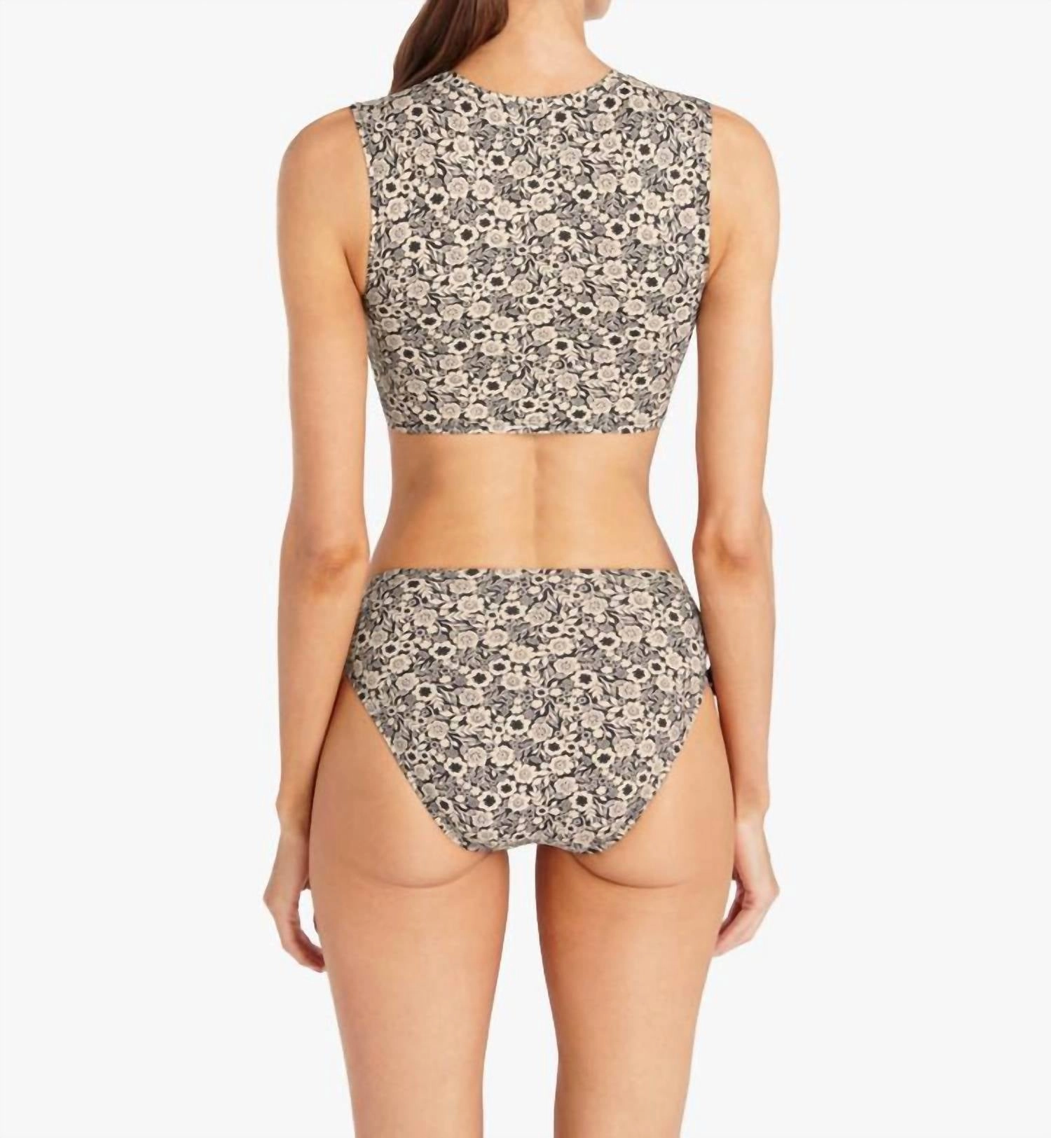 Aubrey High Waist Bikini Bottom In Black Ivory