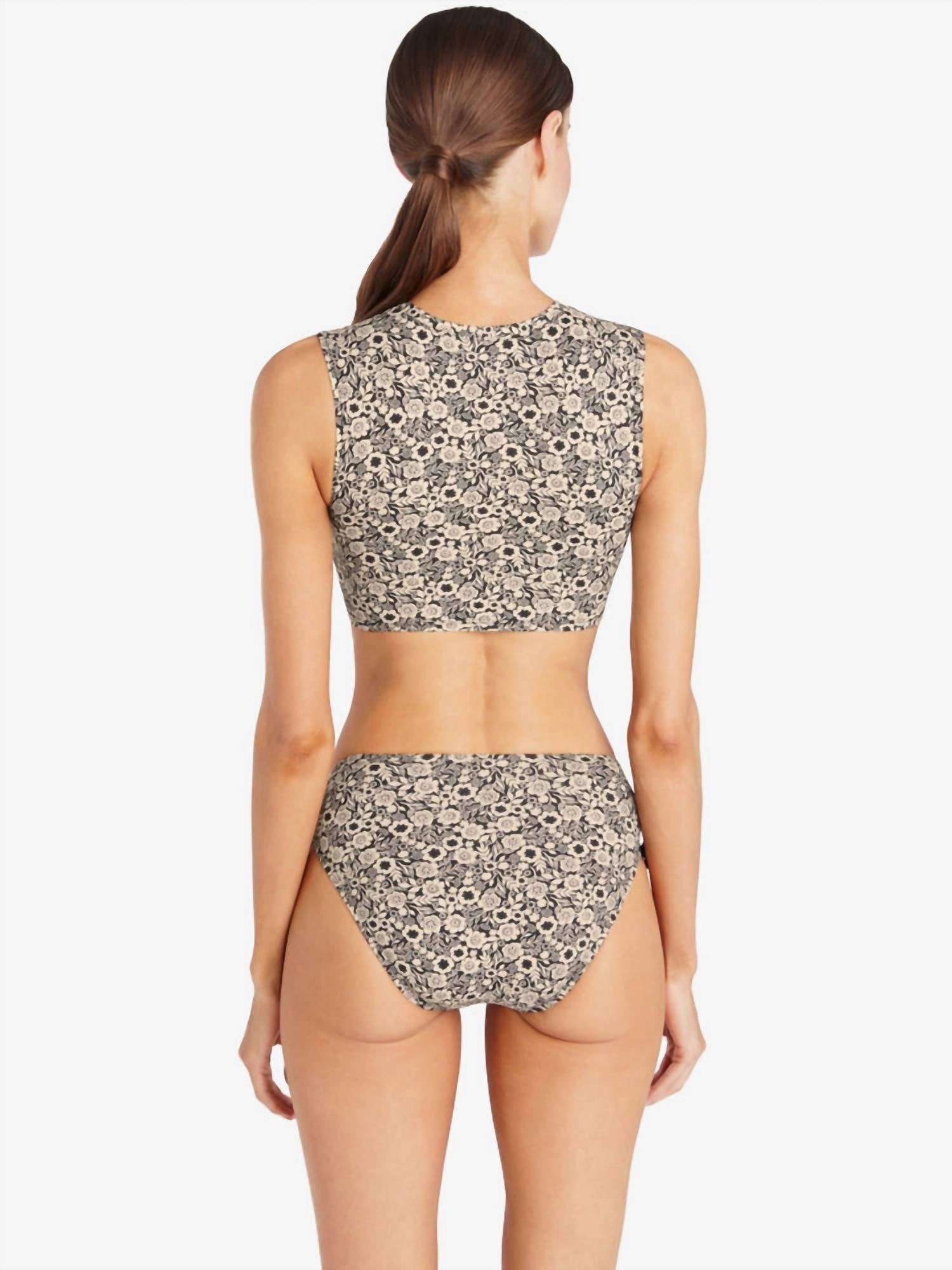 Aubrey High Waist Bikini Bottom In Black Ivory