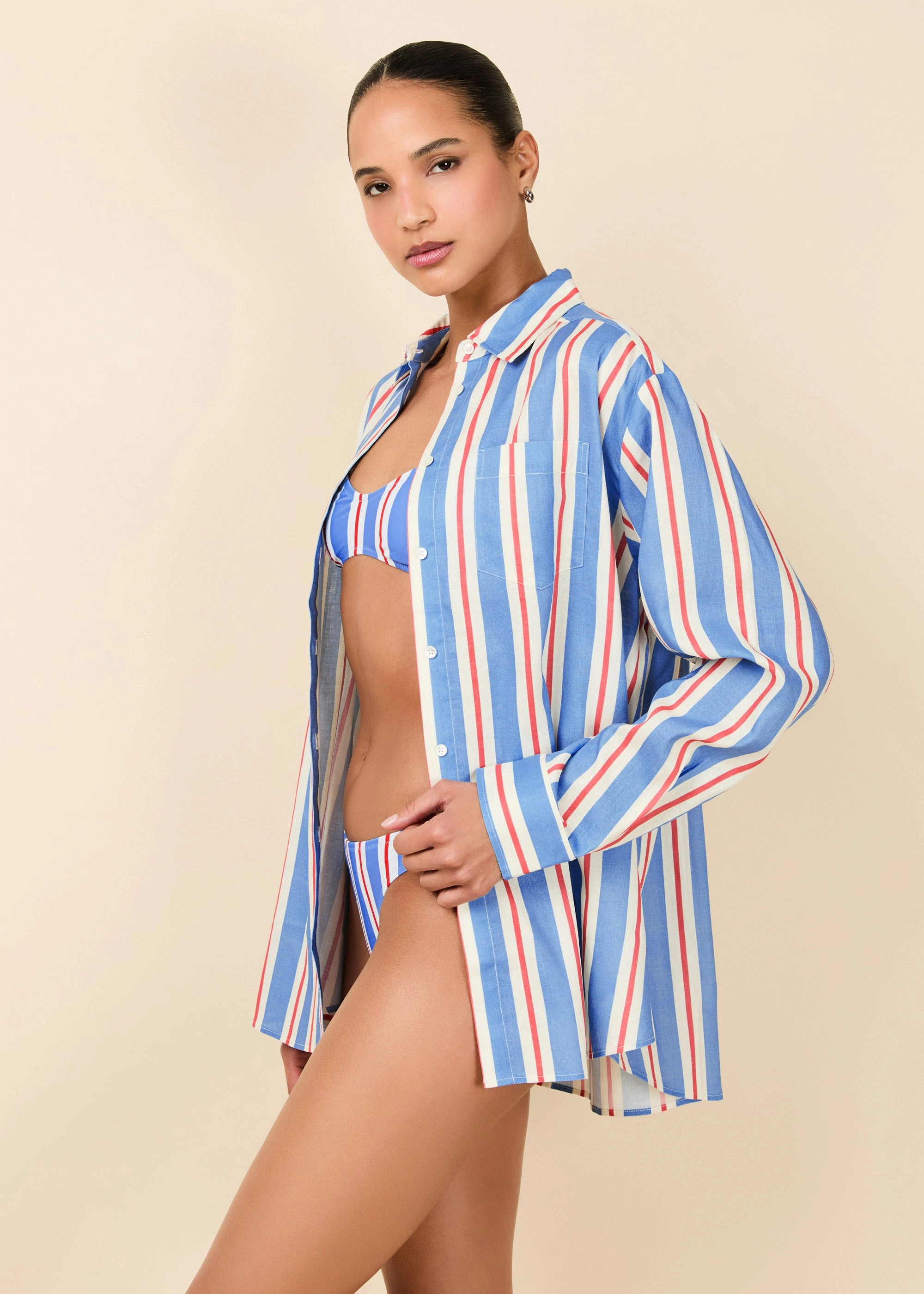 Avril Button Down Americana Stripe