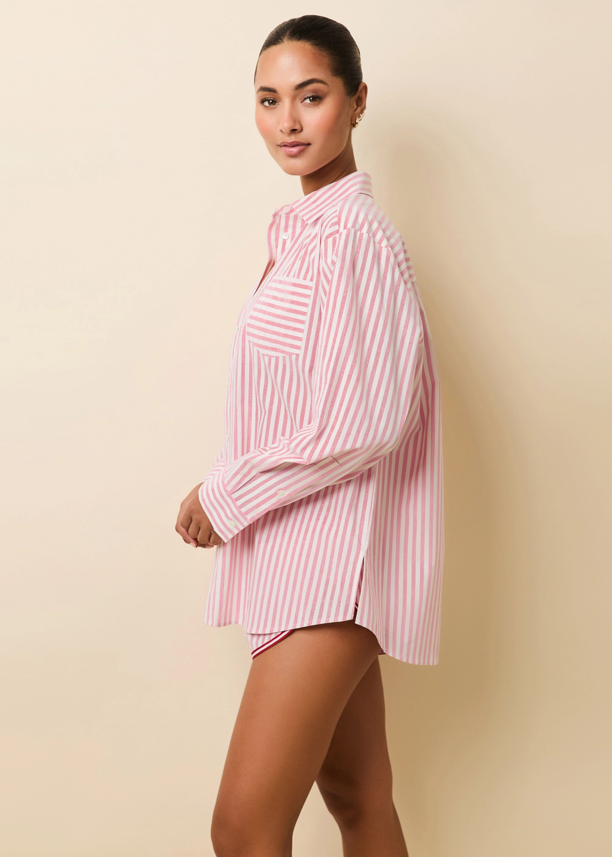 Avril Button Down Taffy Pink / Brule Stripe
