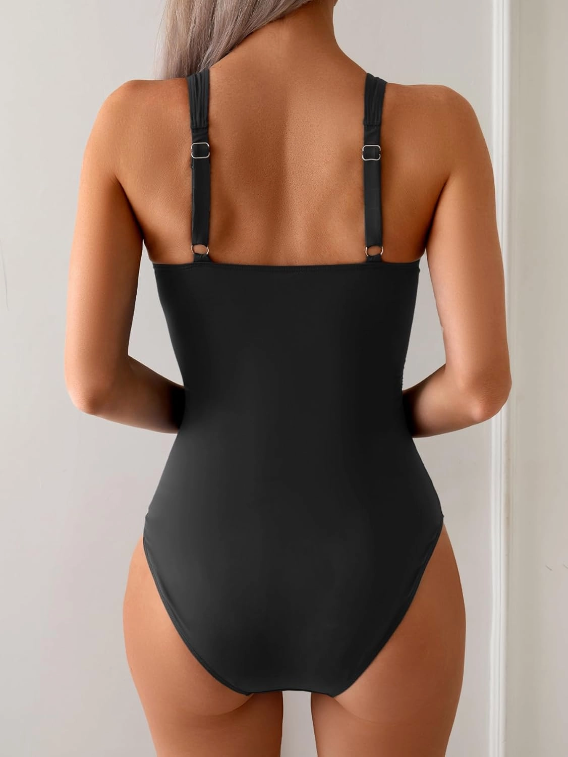 B2prity One Piece Swimsuit for Women Tummy Control Slimming Bathing Suit Deep V Neck Ruched Swim Suit Push Up Swimwear