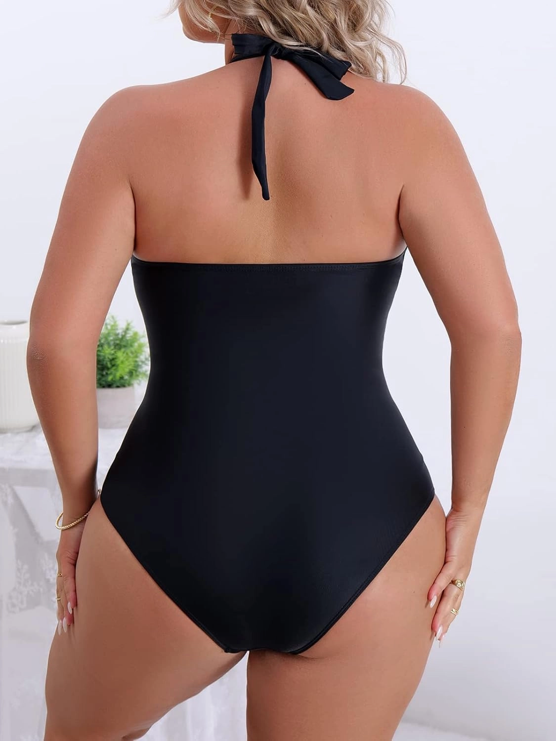 B2prity Women's Slimming One Piece Swimsuits Tummy Control Bathing Suit Halter Swimwear for Big Busted Curvy Woman