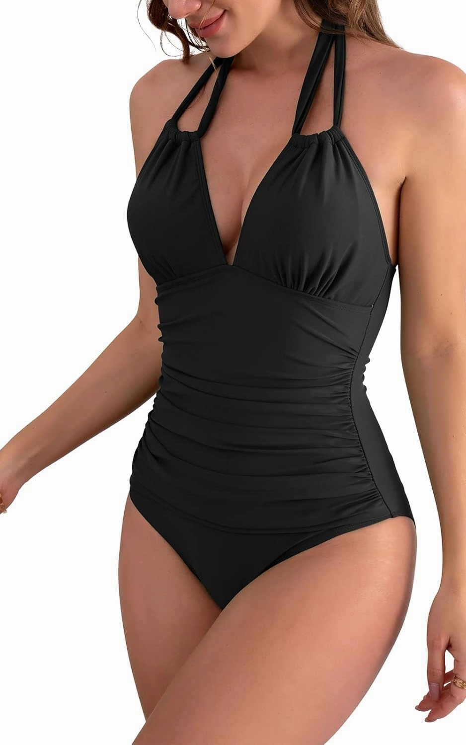 B2prity Women's Slimming One Piece Swimsuits Tummy Control Bathing Suit Halter Swimwear for Big Busted Curvy Woman