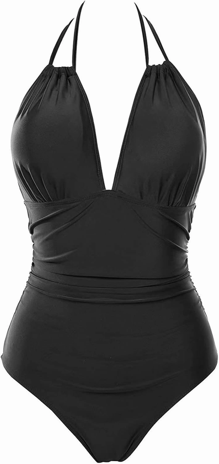 B2prity Women's Slimming One Piece Swimsuits Tummy Control Bathing Suit Halter Swimwear for Big Busted Curvy Woman