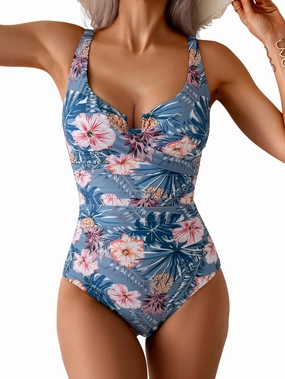 B2prity Women's Underwire One Piece Swimsuit Tummy Control Ruched Bathing Suit Criss Cross V Neck Swimwear