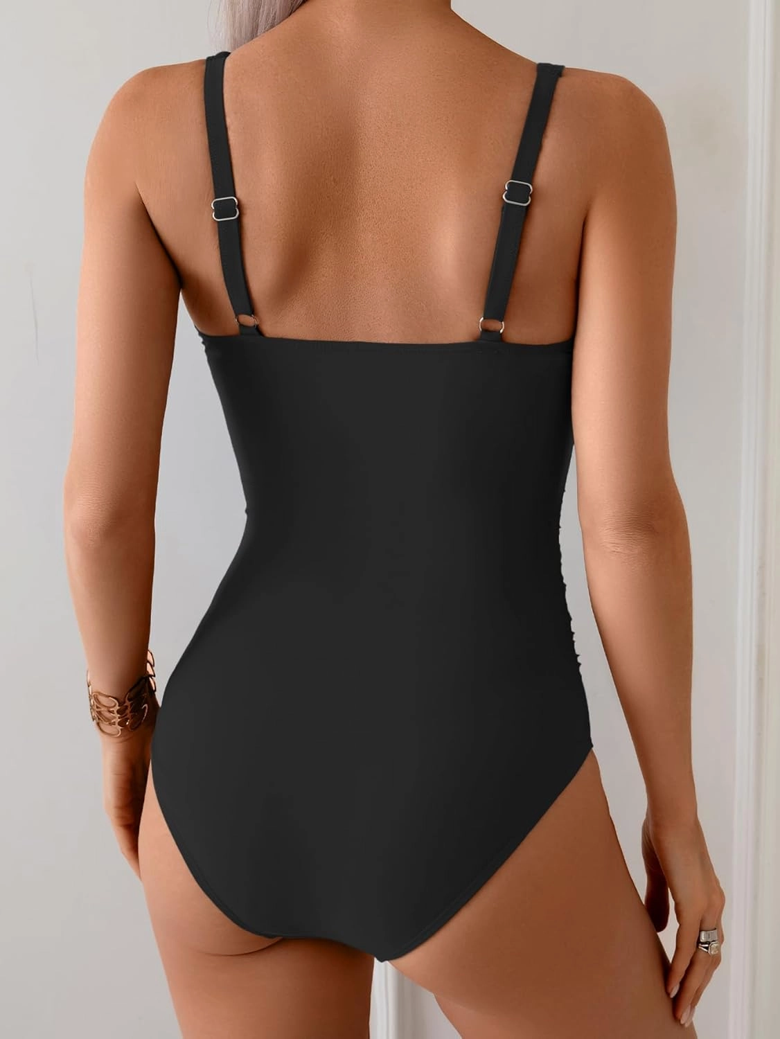 B2prity Women's Underwire One Piece Swimsuit Tummy Control Ruched Bathing Suit Criss Cross V Neck Swimwear
