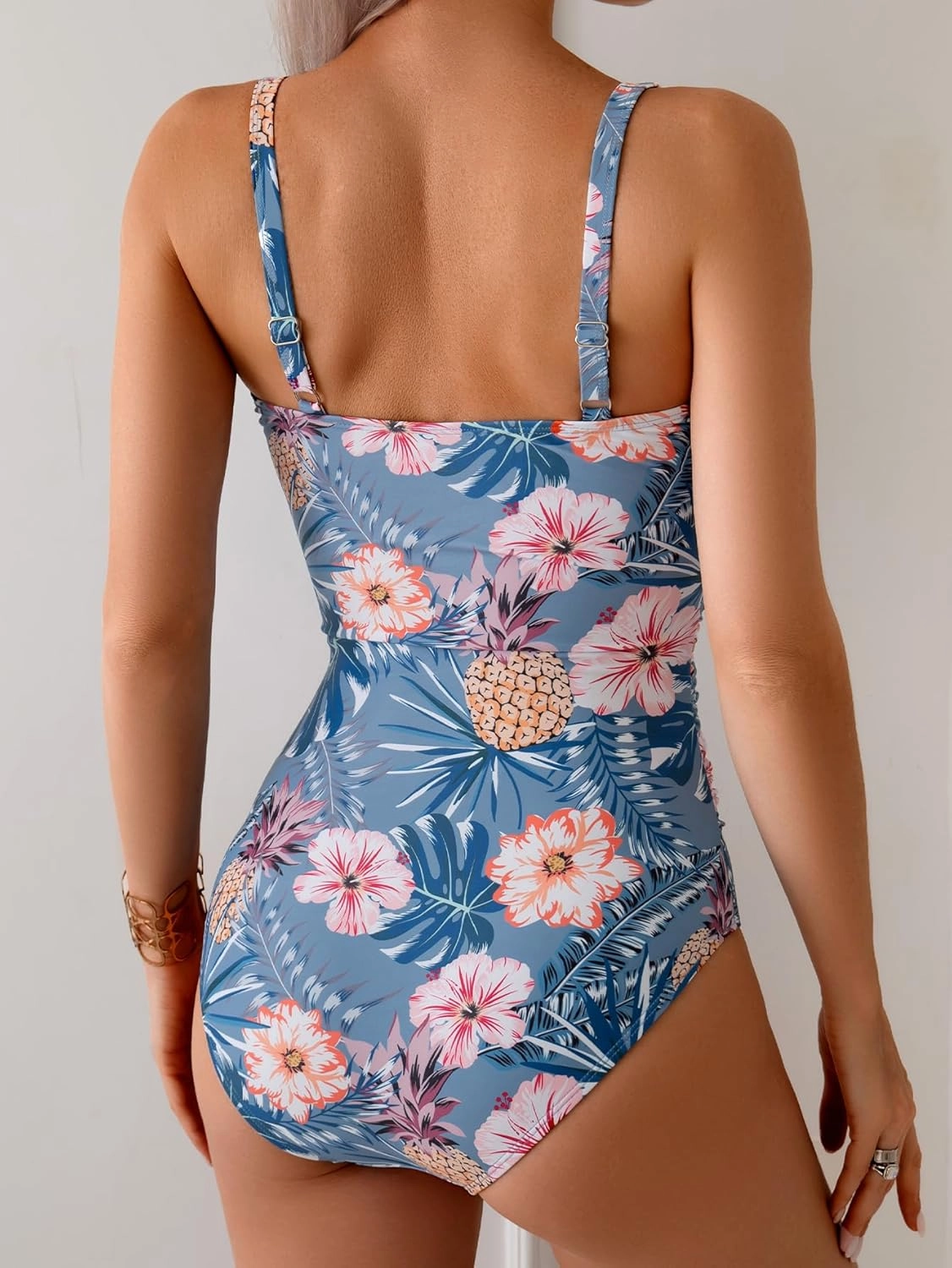 B2prity Women's Underwire One Piece Swimsuit Tummy Control Ruched Bathing Suit Criss Cross V Neck Swimwear