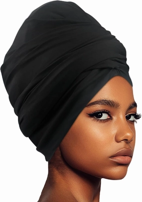 Babalet Large Swim Turban for Women Waterproof Silicone Lined Swim Cap for Long Hair