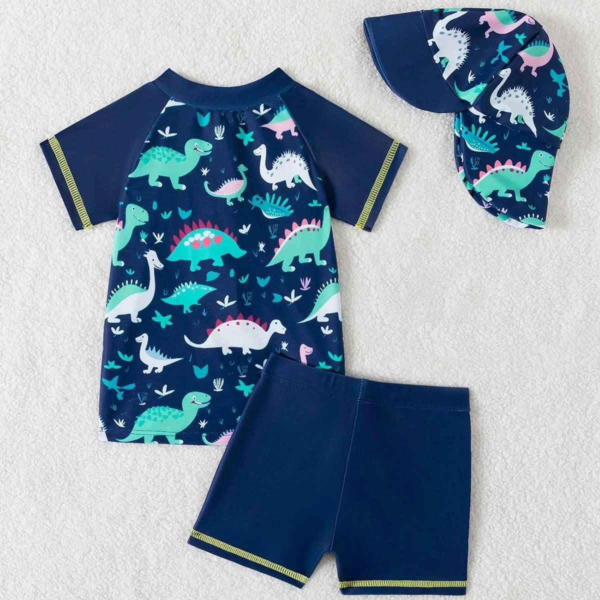 Baby Boy 3 Pieces Swimsuit Quick Dry Swim Trunks Set Toddler Rash Guard Sets Beach Hawaii Bathing Suits Swimwear with Sun Hat