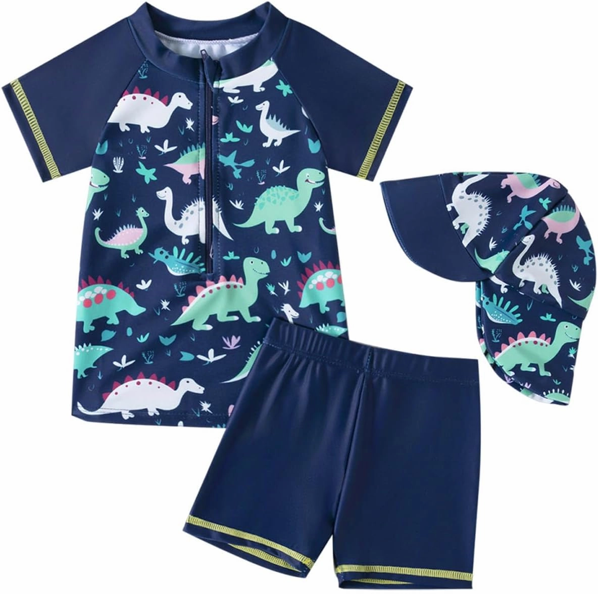 Baby Boy 3 Pieces Swimsuit Quick Dry Swim Trunks Set Toddler Rash Guard Sets Beach Hawaii Bathing Suits Swimwear with Sun Hat