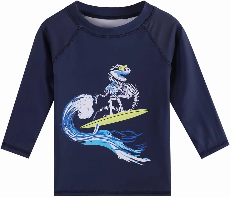 Baby Boys Swimsuit, 3-Piece Toddlers Swimsuit Trunk Long Sleeve Rashguard Swimwear and Sun Hat Set