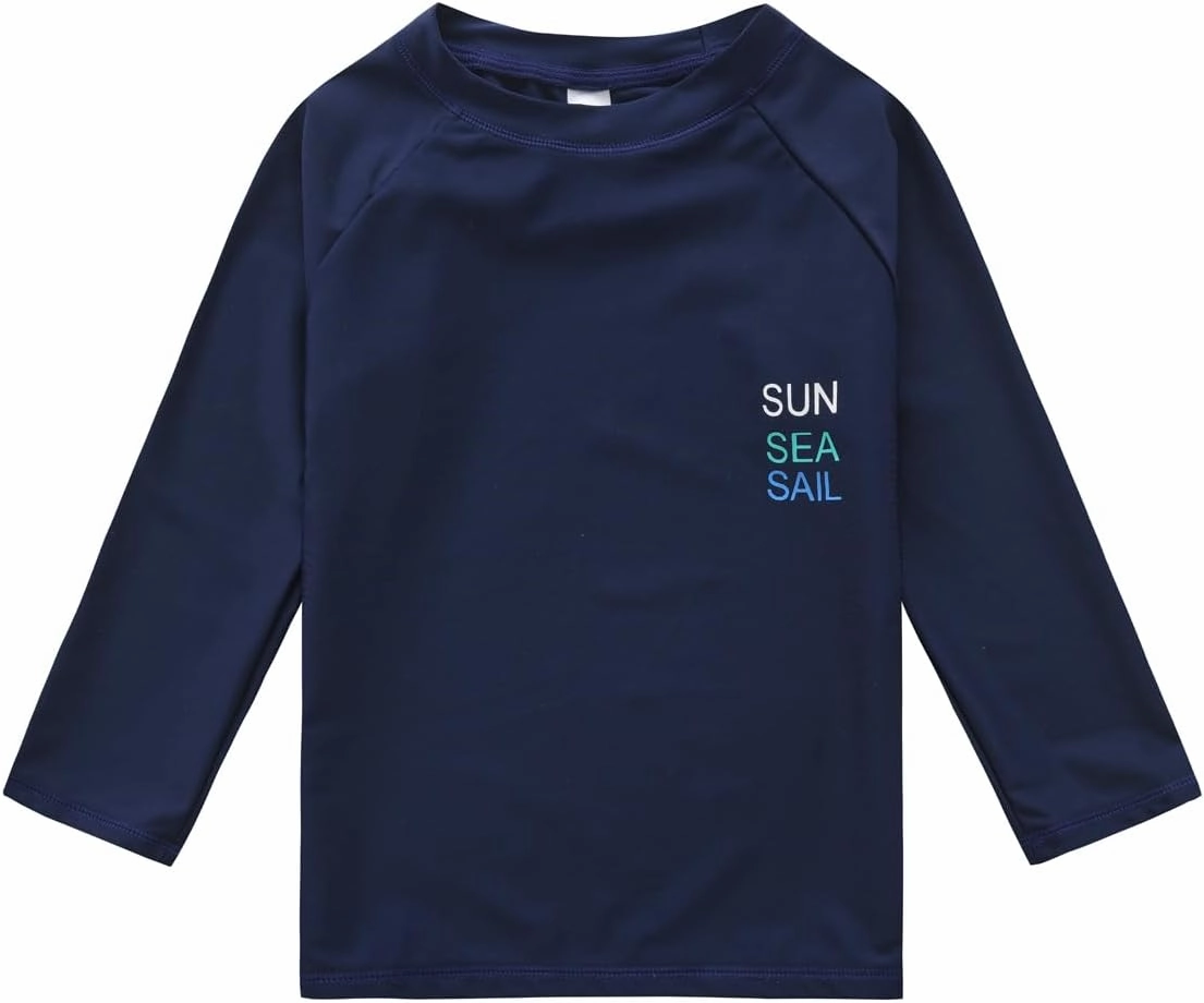 Baby-Boys Toddler Long Sleeved Rashguard Swim Bathing Suit and Sun Hat Set