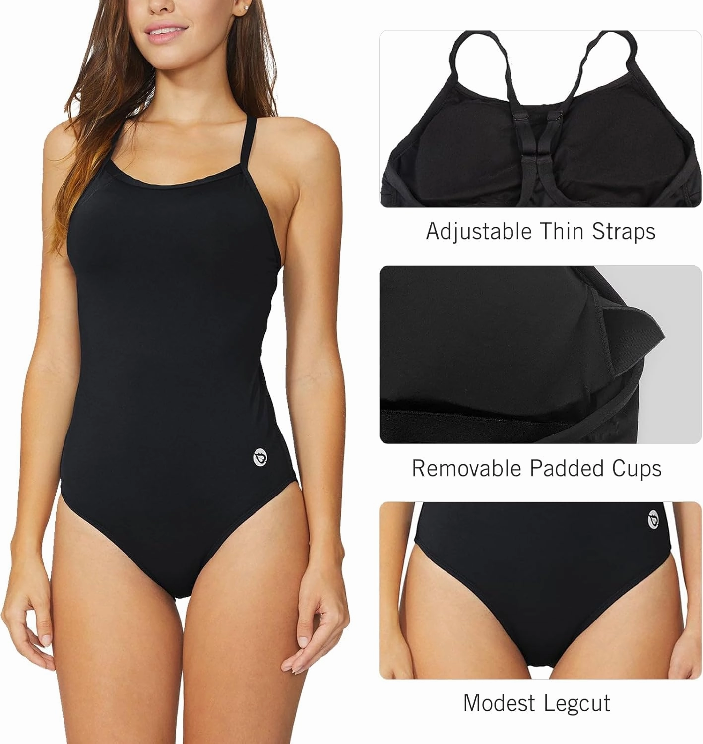 baleaf Women's Athletic Training Adjustable Strap One Piece Swimsuit