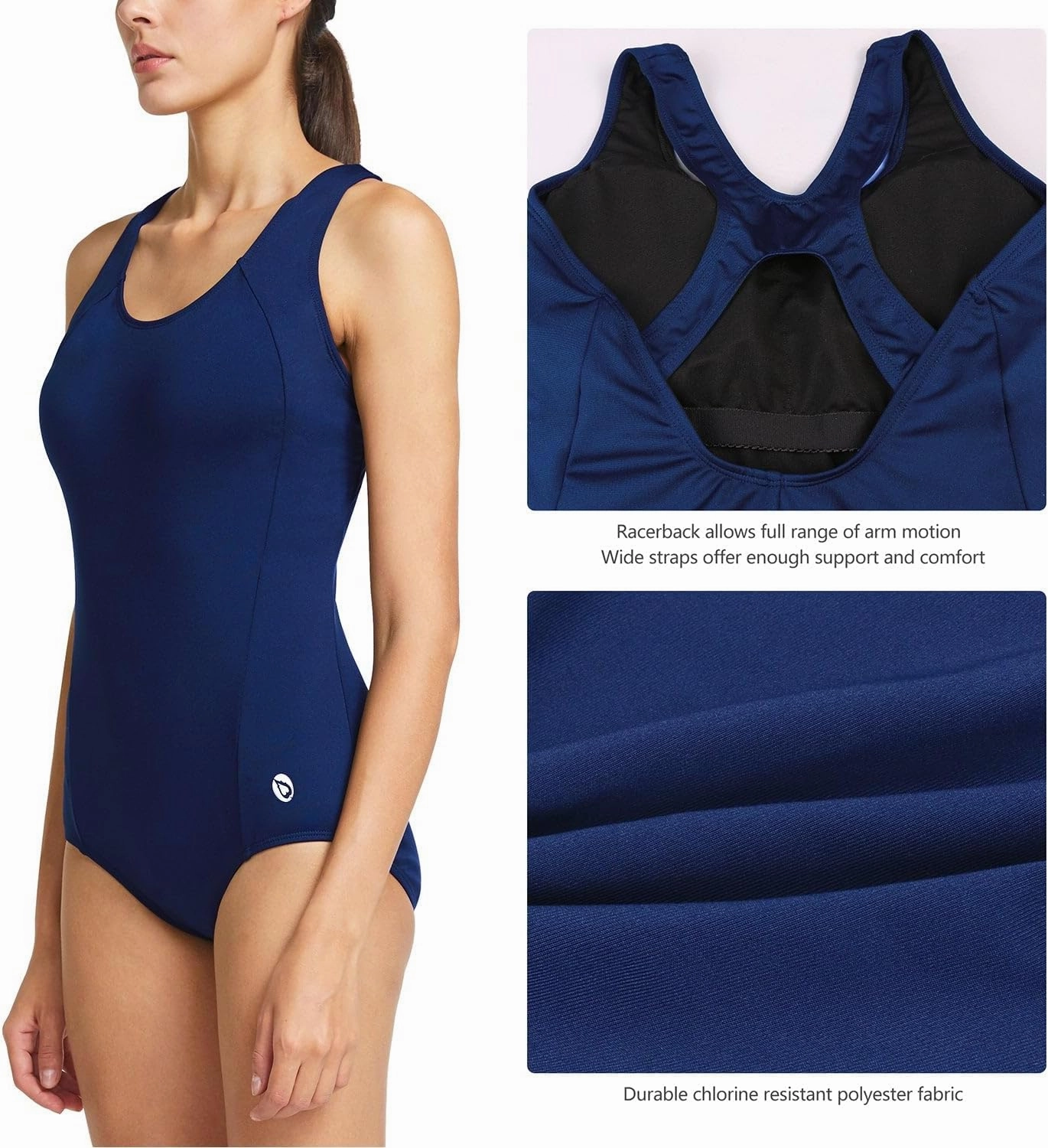 baleaf Women's Racerback Athletic One Piece Modest Bathing Suit