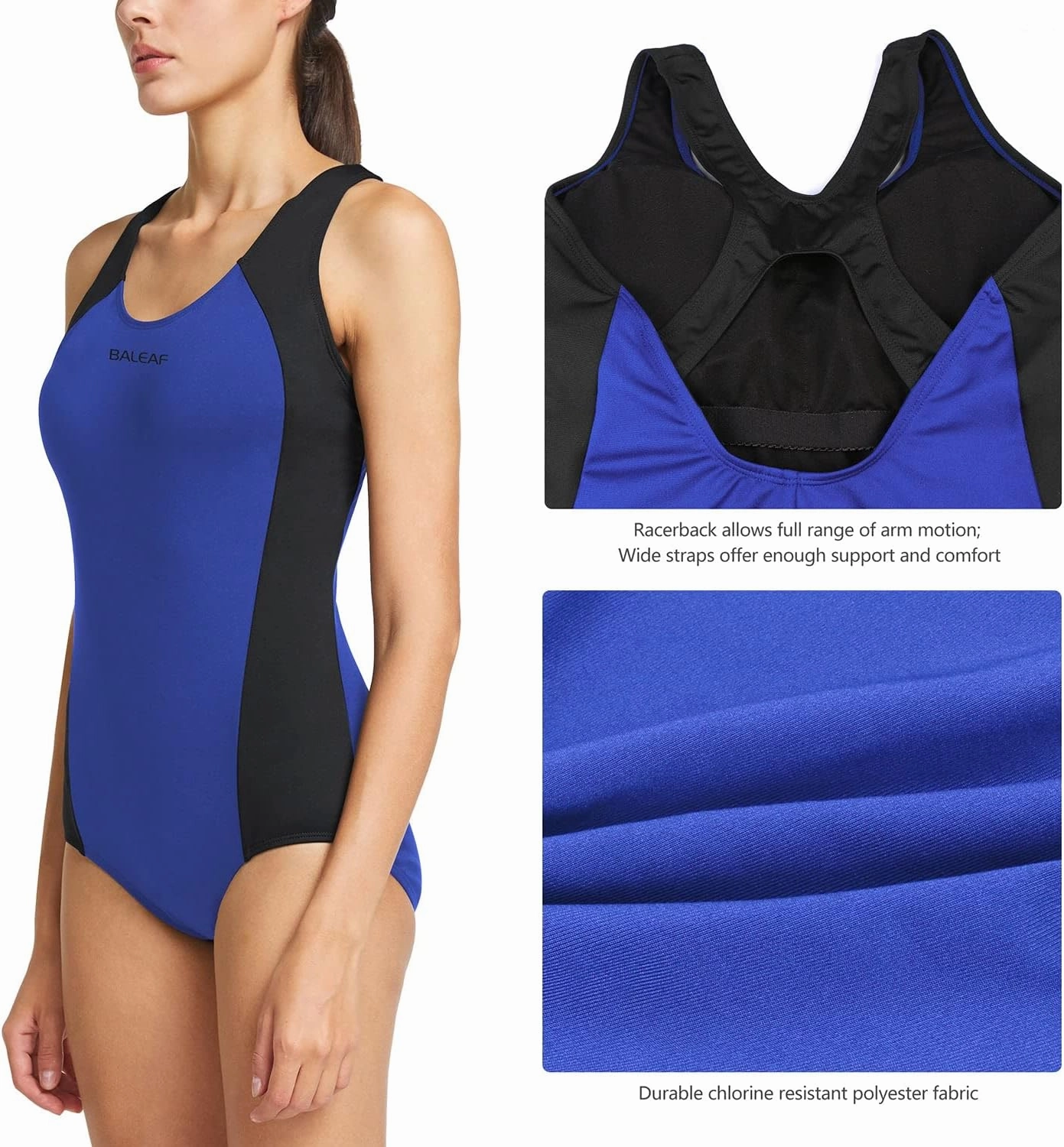 baleaf Women's Racerback Athletic One Piece Modest Bathing Suit