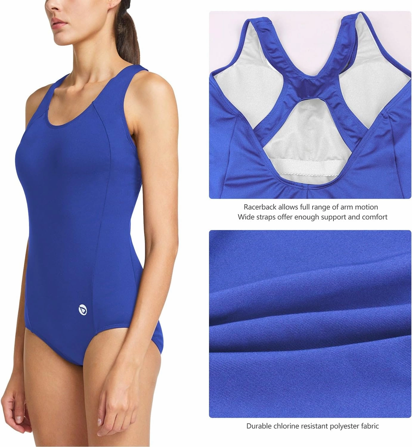 baleaf Women's Racerback Athletic One Piece Modest Bathing Suit